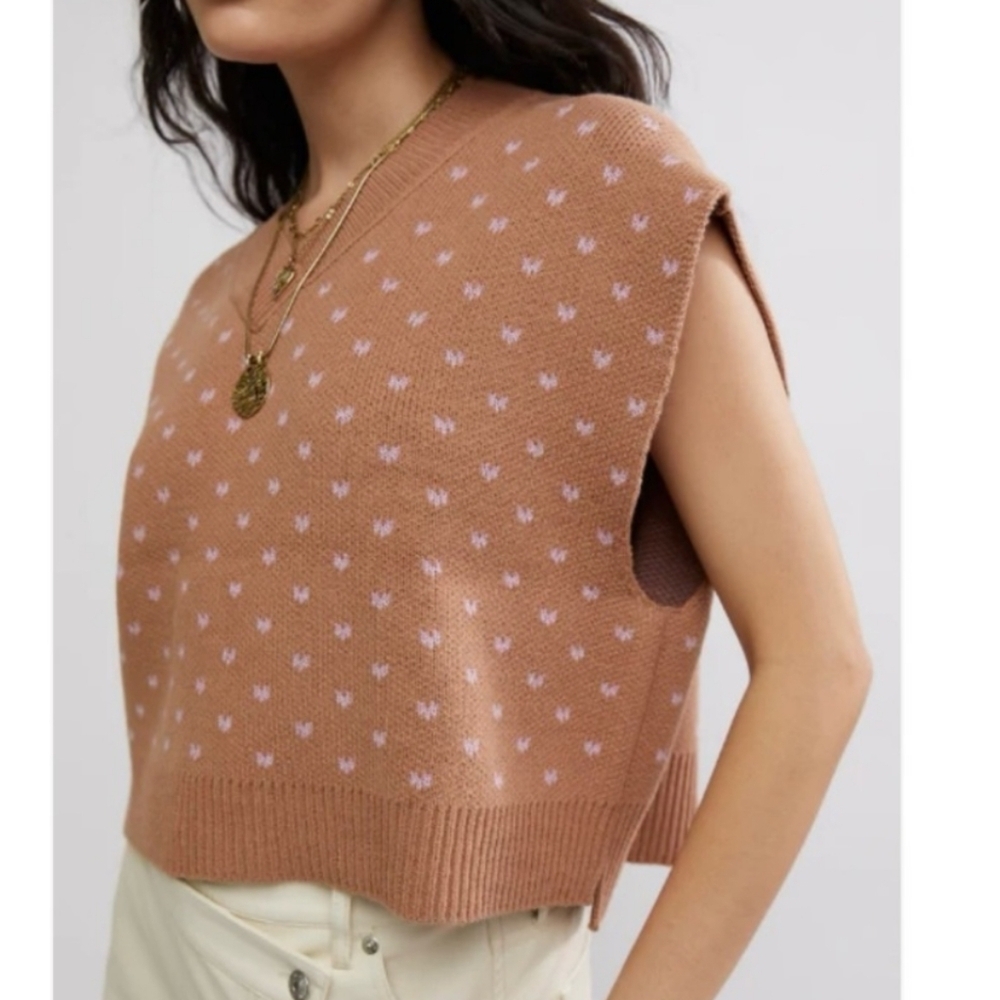 Free People Easy Street Vest in color Cafe Blossom Combo - Picture 1 of 7